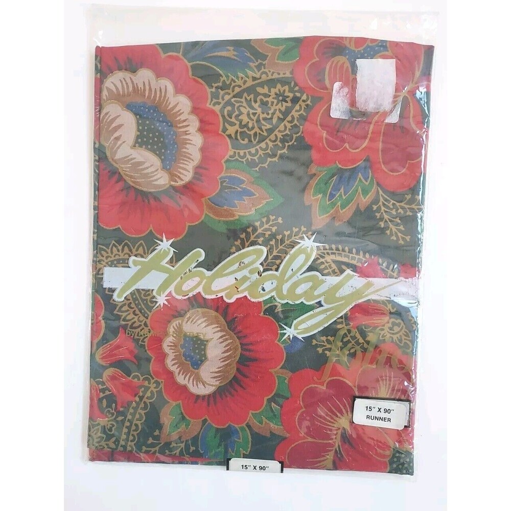 NIP Vintage 80s Kemp & Beatley Holiday Folio 15x90 Christmas Runner W/Tassels